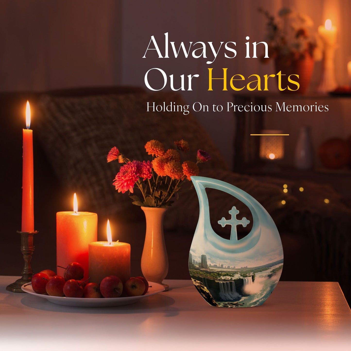 10 Inch River theme Cross Drop design Large Urn
