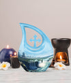 10 Inch River theme Cross Drop design Large Urn