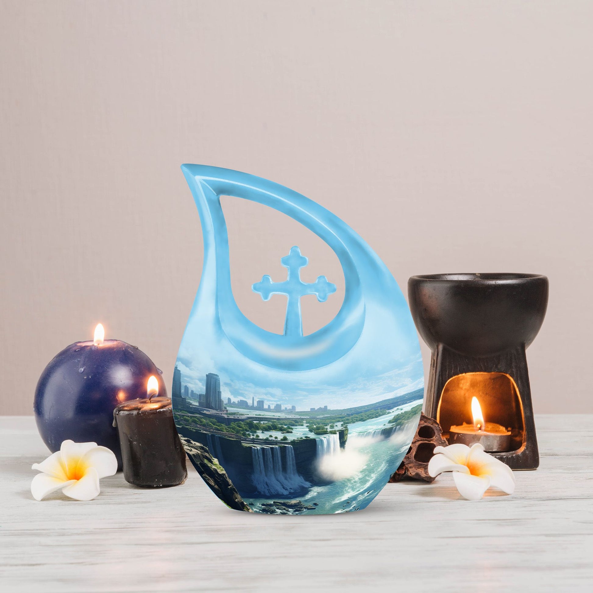 10 Inch River theme Cross Drop design Large Urn