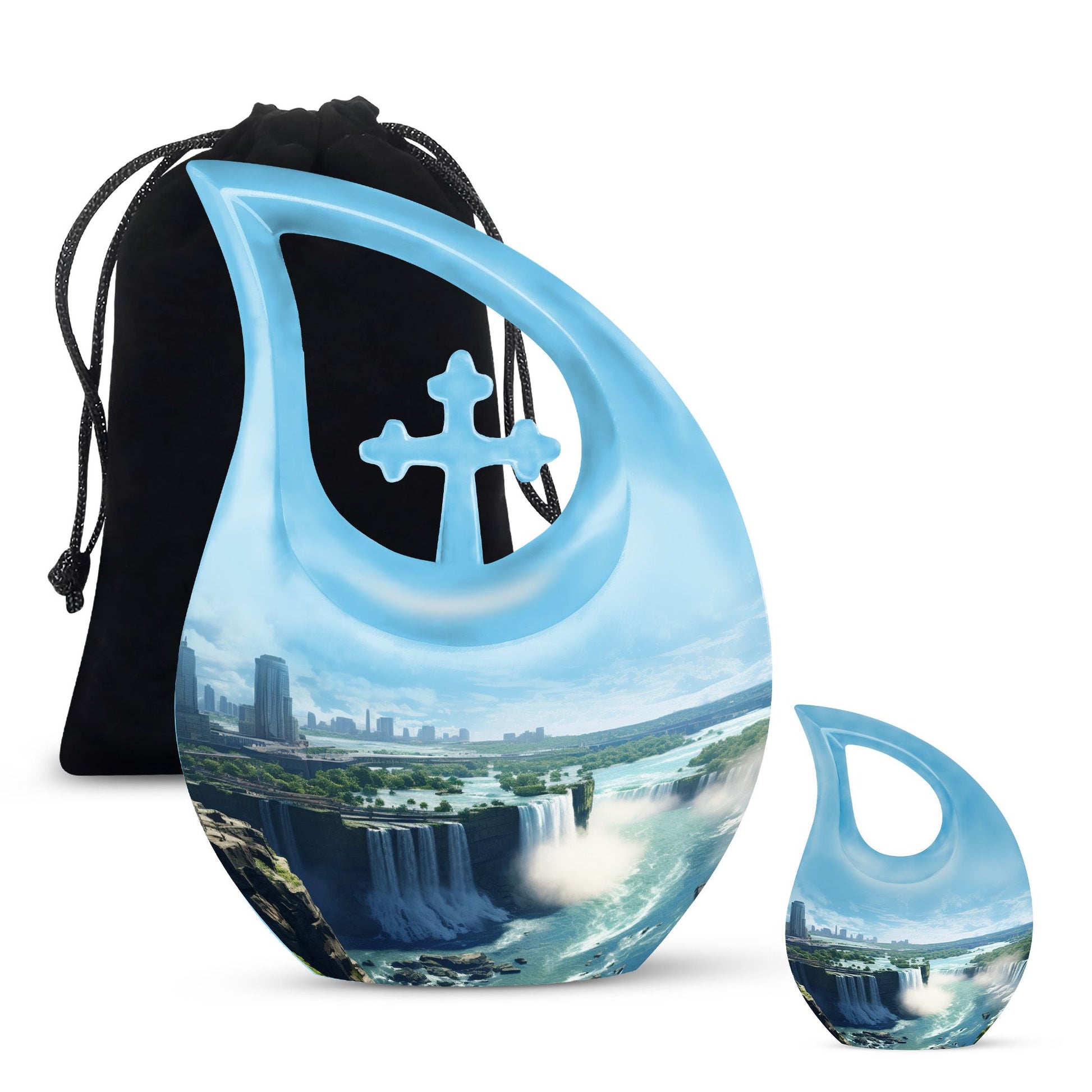 10 Inch River theme Cross Drop design Large Urn