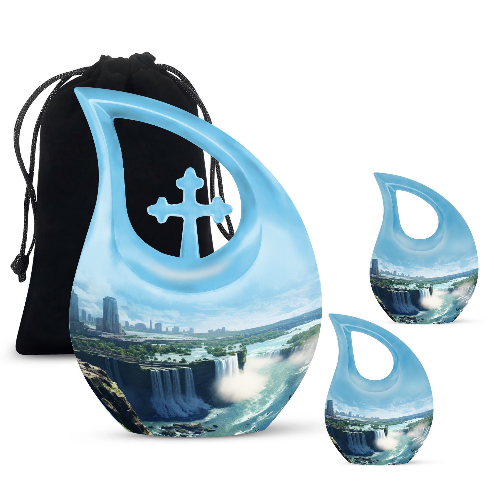 10 Inch River theme Cross Drop design Large Urn