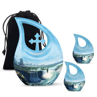 10 Inch River theme Cross Drop design Large Urn