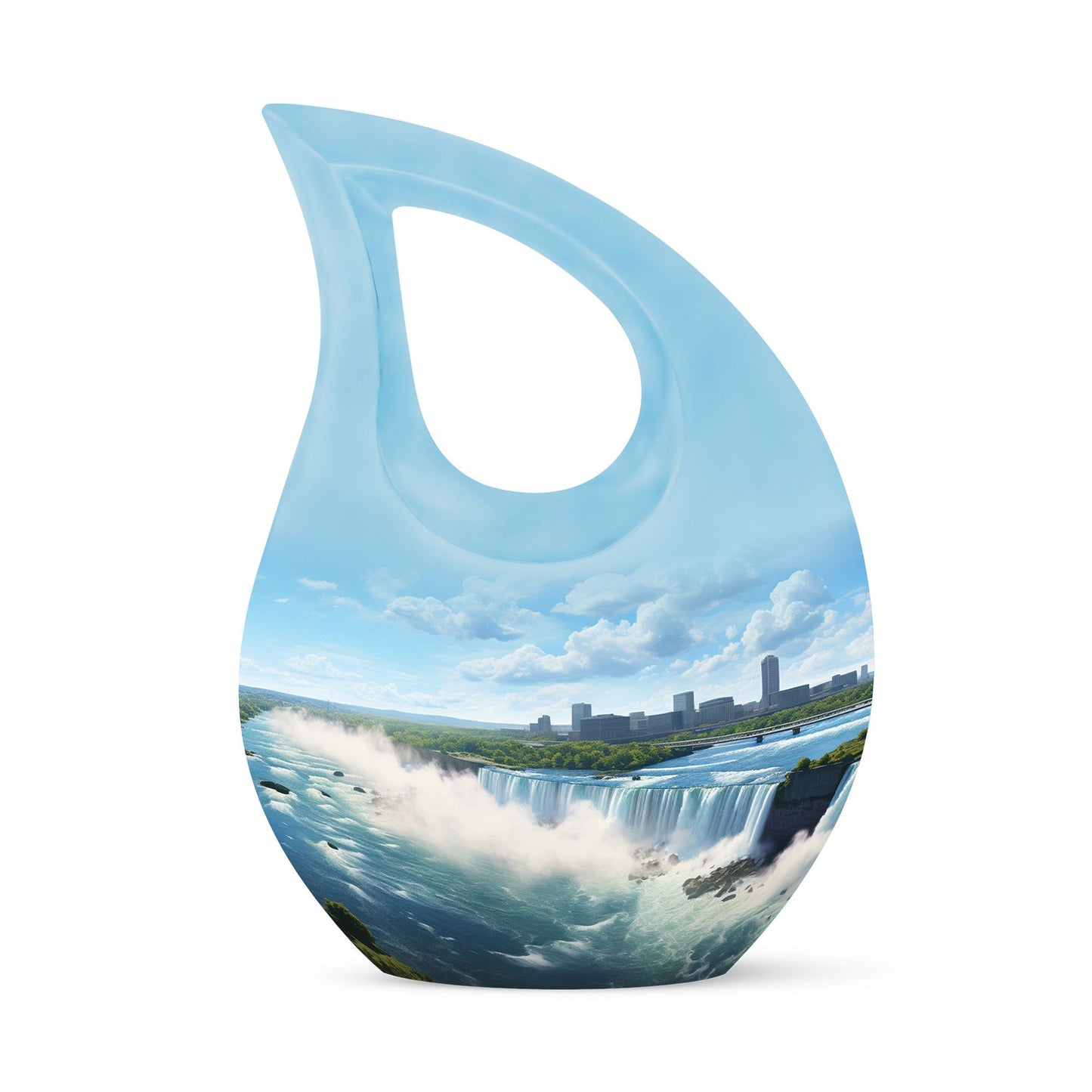 10-inch River themed Cross Drop aluminium urn