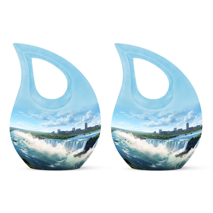 10-inch River themed Cross Drop aluminium urn