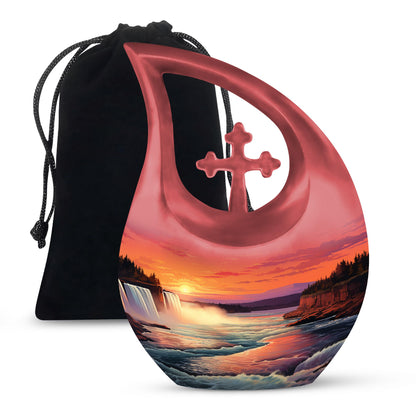 10-Inch River-themed Cross Drop memorial urn