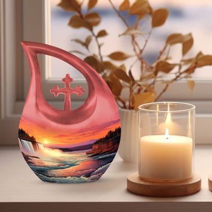 10-Inch River-themed Cross Drop memorial urn