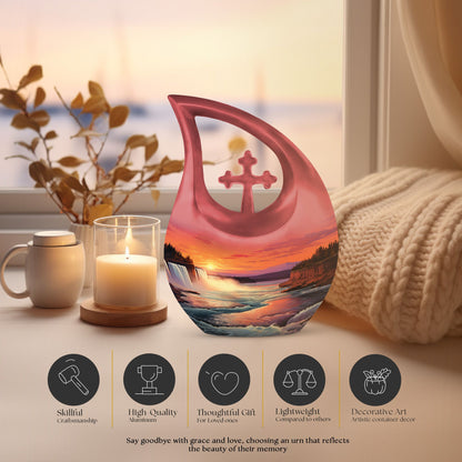 10-Inch River-themed Cross Drop memorial urn