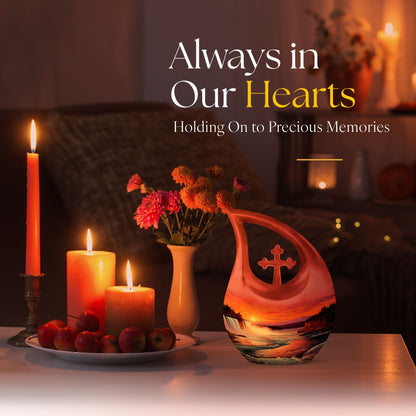 10-Inch River-themed Cross Drop memorial urn