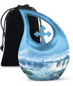 10-inch River-themed Cross Drop Large Urn 