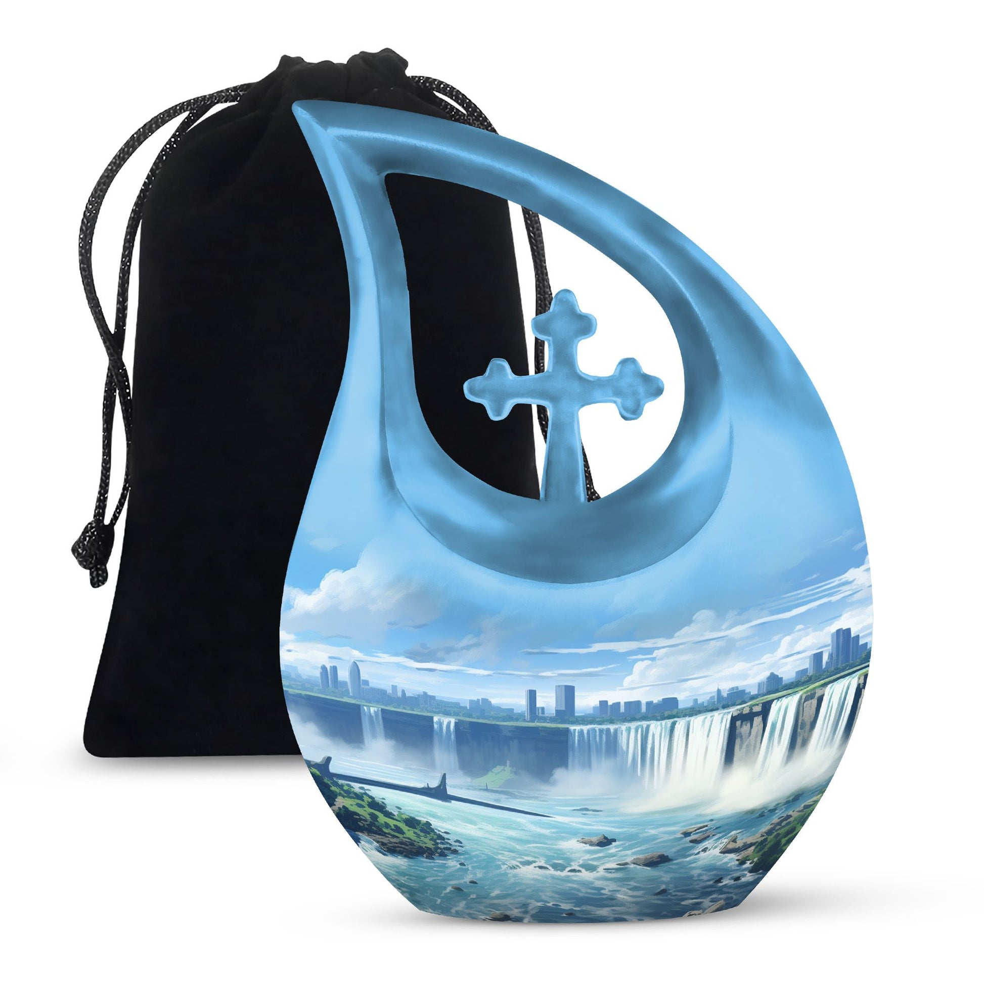 10-inch River-themed Cross Drop Large Urn 
