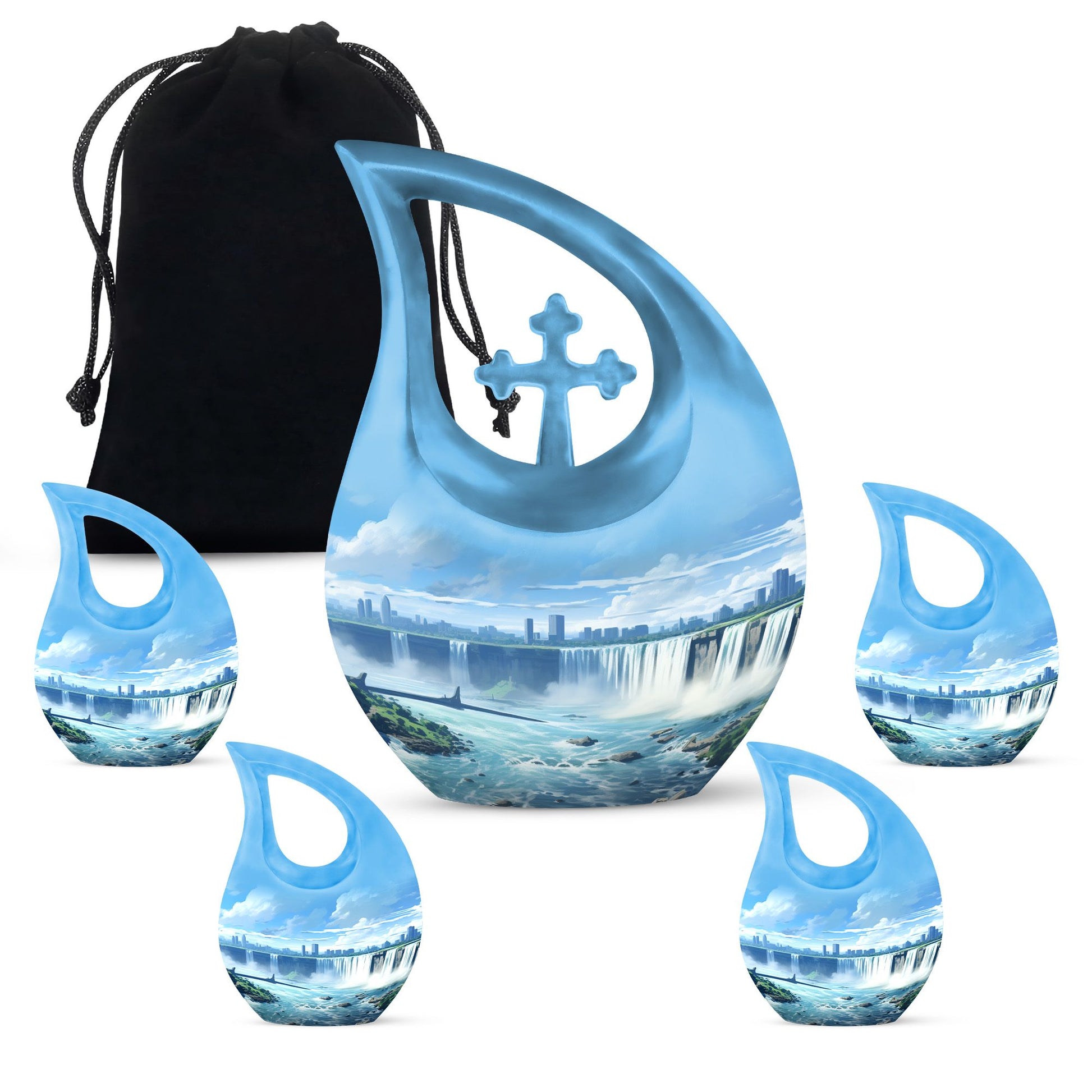 10-inch River-themed Cross Drop Large Urn 