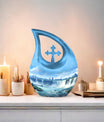 10-inch River-themed Cross Drop Large Urn 
