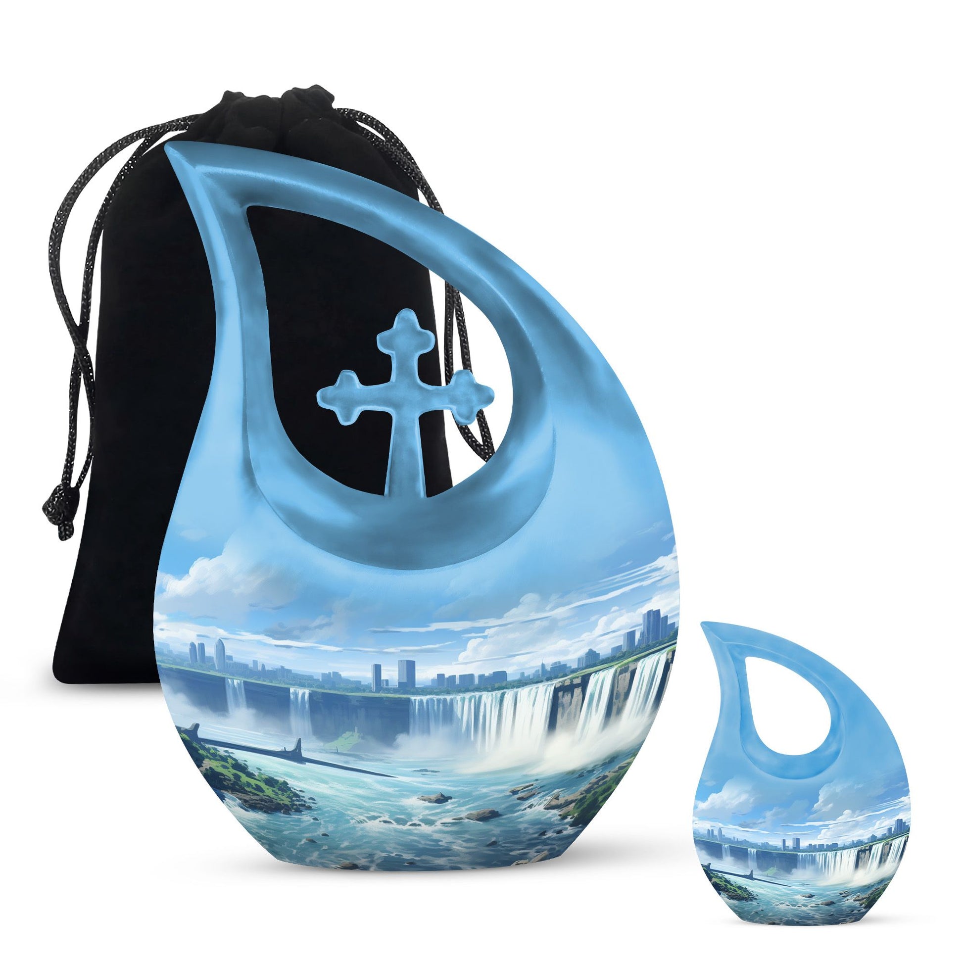 10-inch River-themed Cross Drop Large Urn 