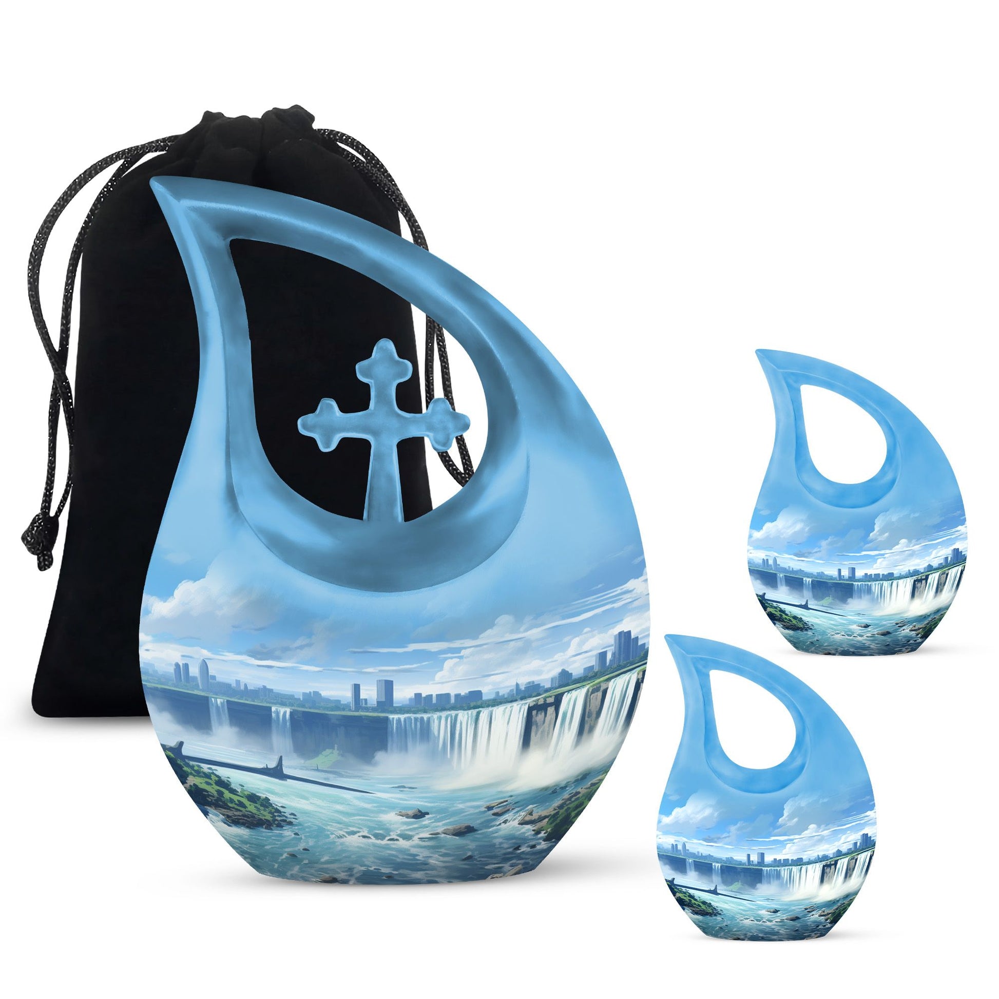 10-inch River-themed Cross Drop Large Urn 