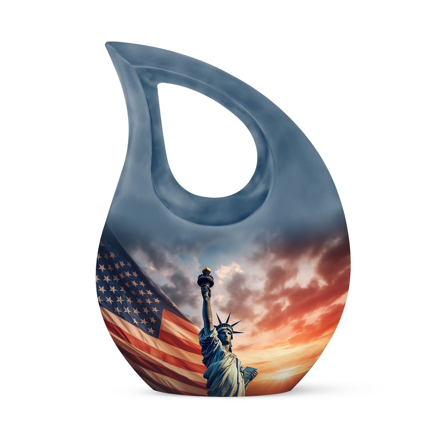 10 Inch Statue Of Liberty Cross Drop Aluminium Urn 