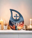 10 Inch Statue Of Liberty Cross Drop Aluminium Urn 