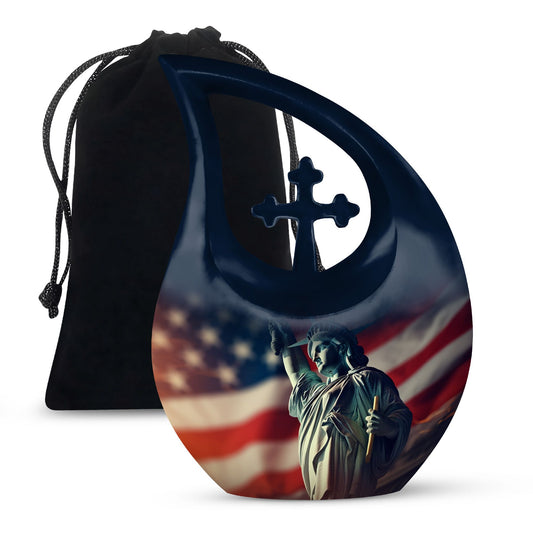 10-inch Statue Of Liberty Cross Drop Design Companion Urn