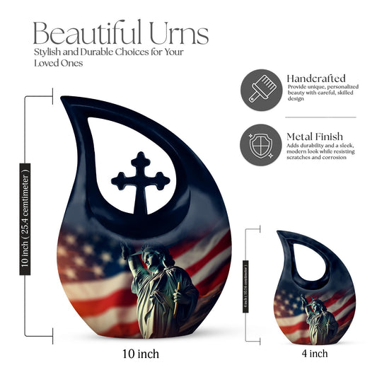10-inch Statue Of Liberty Cross Drop Design Companion Urn
