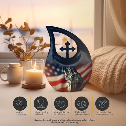 10-inch Statue Of Liberty Cross Drop Design Companion Urn