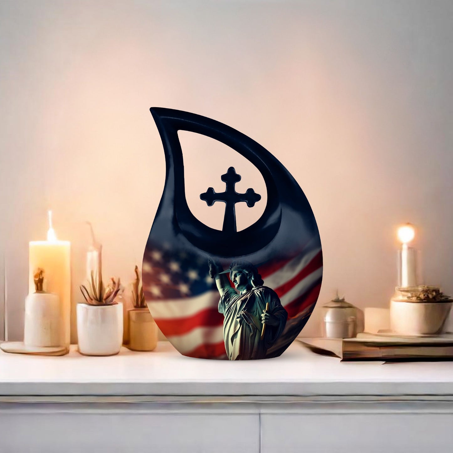 10-inch Statue Of Liberty Cross Drop Design Companion Urn