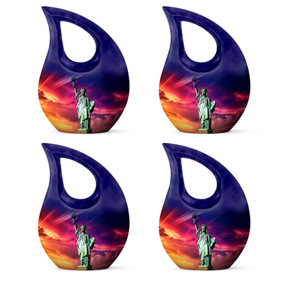 Cross Drop design, 10-inch Statue of Liberty and urns