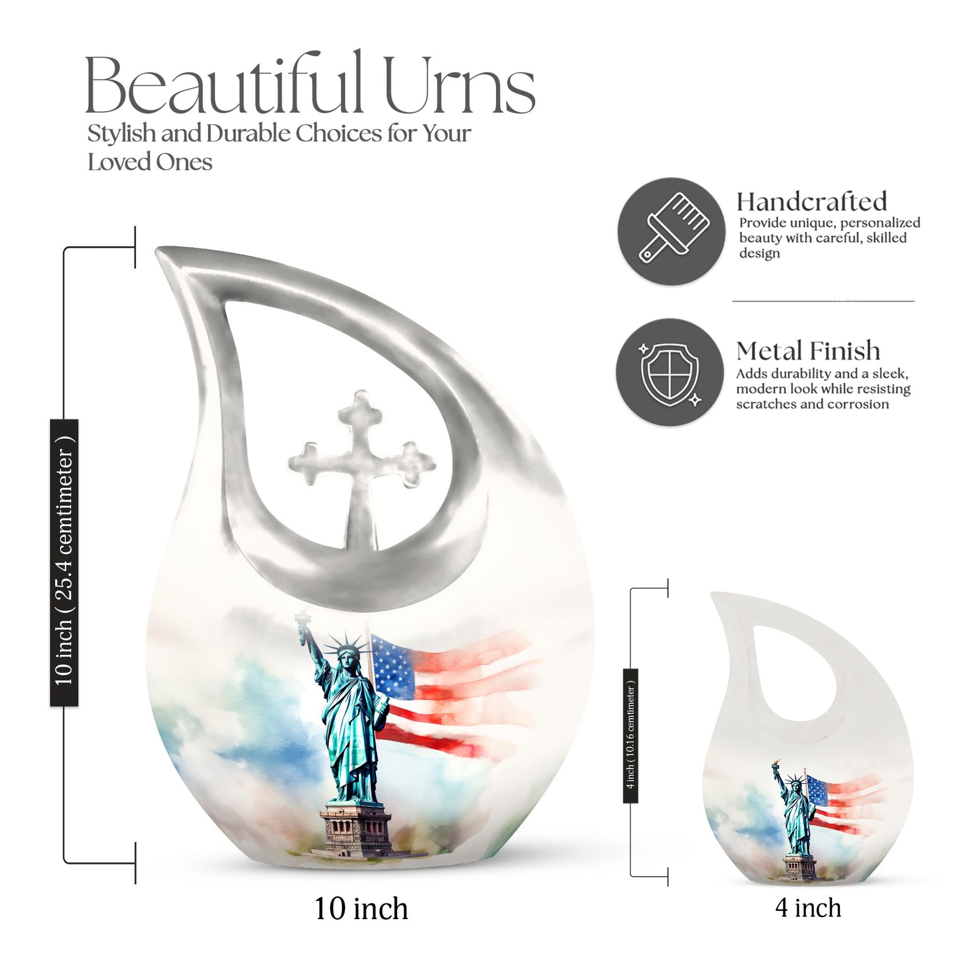 10 Inch Statue Of Liberty Urns 