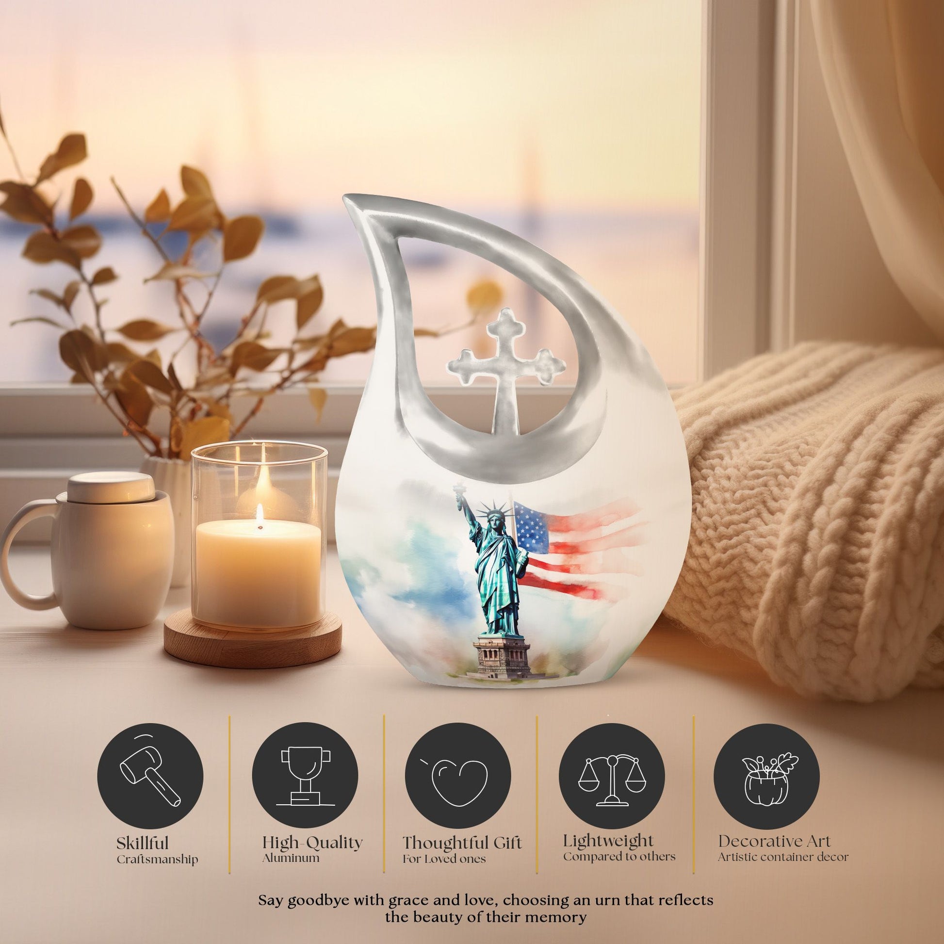 10 Inch Statue Of Liberty Urns 