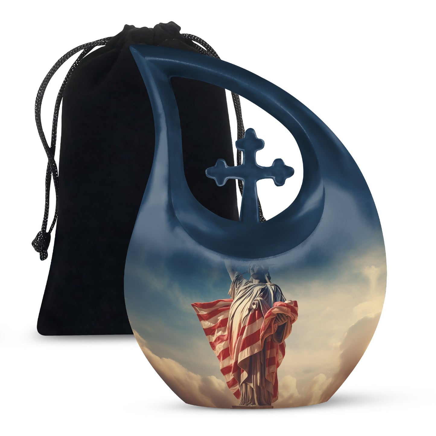 Liberty themed Cross Drop Double Urn