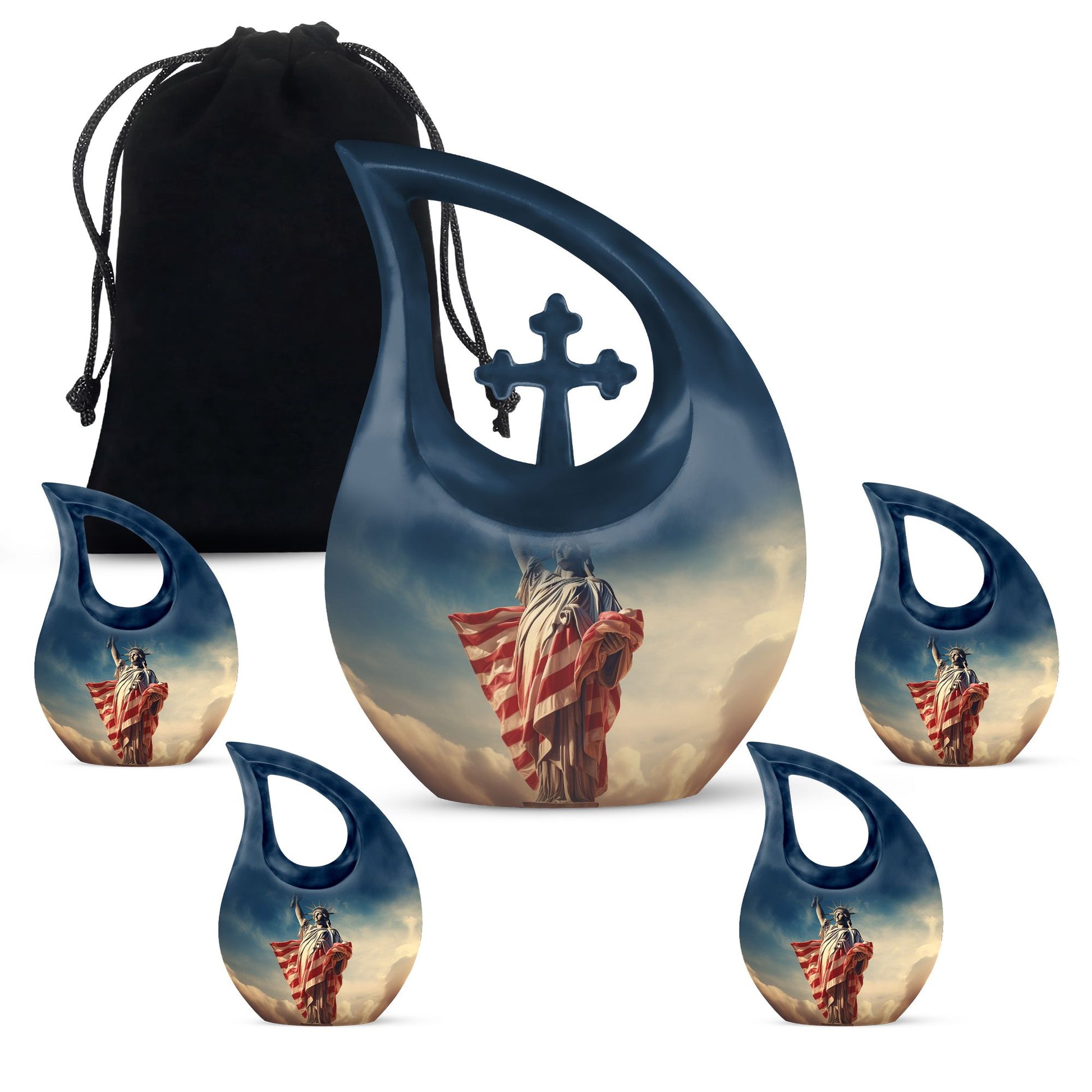 Liberty themed Cross Drop Double Urn