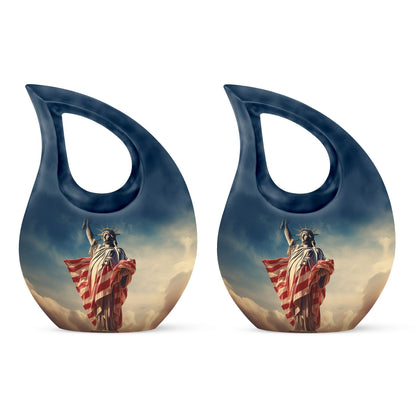 Liberty themed Cross Drop Double Urn