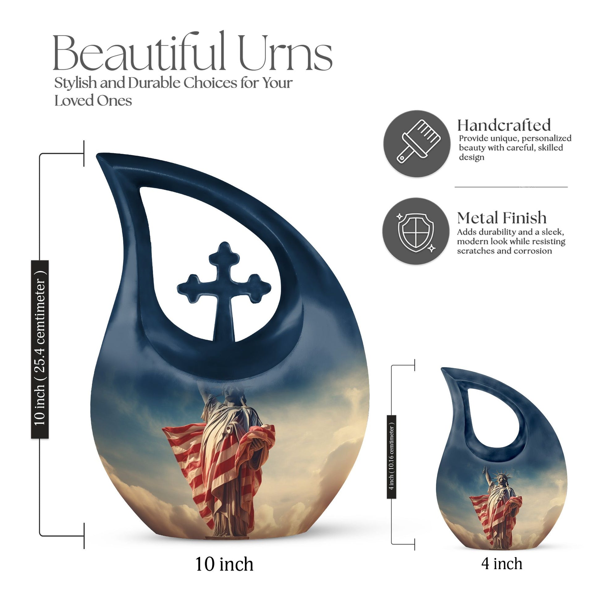 Liberty themed Cross Drop Double Urn