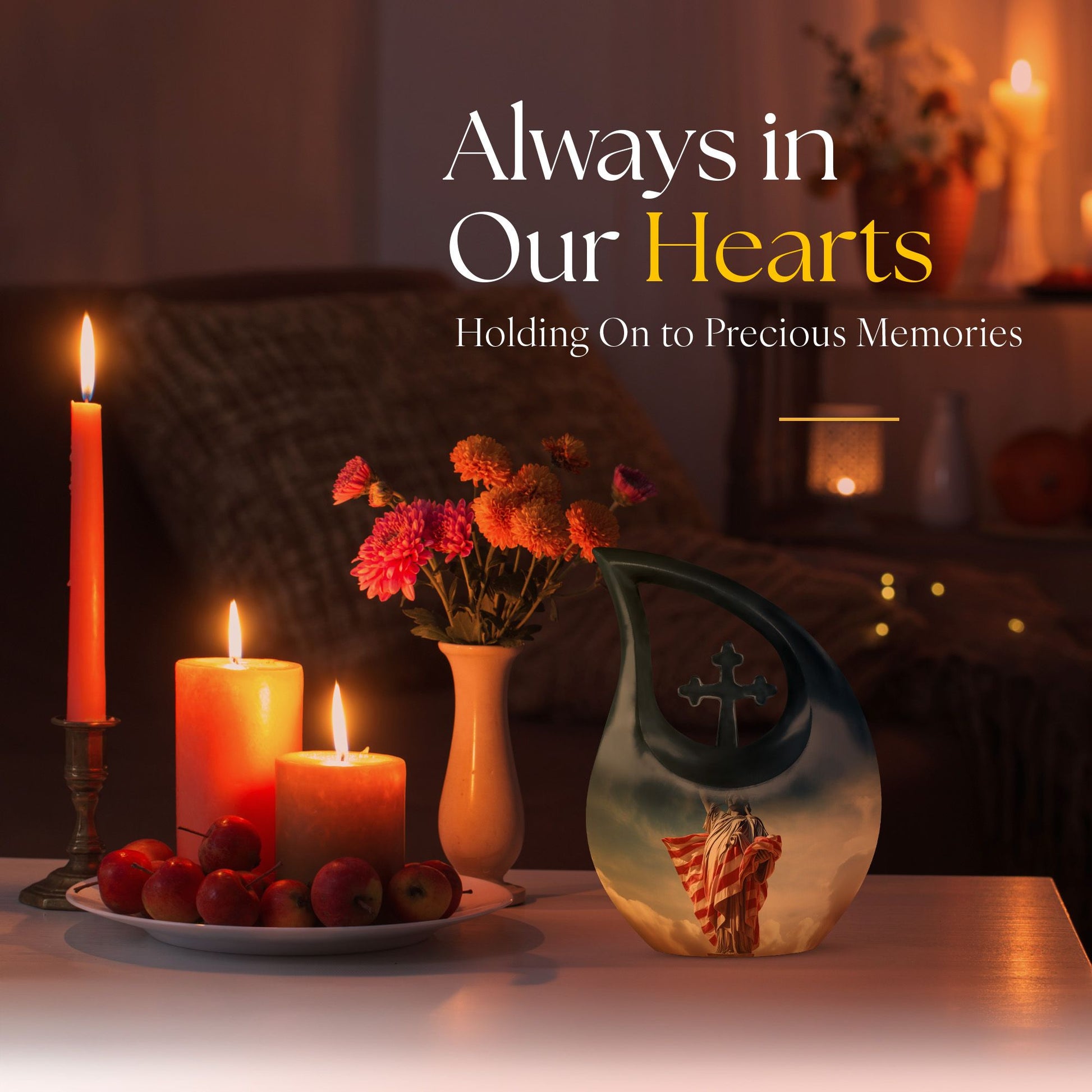 Liberty themed Cross Drop Double Urn