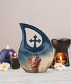 Liberty themed Cross Drop Double Urn