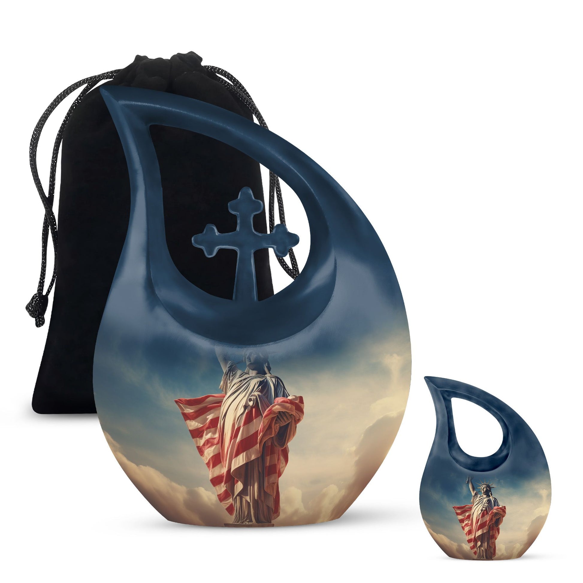 Liberty themed Cross Drop Double Urn