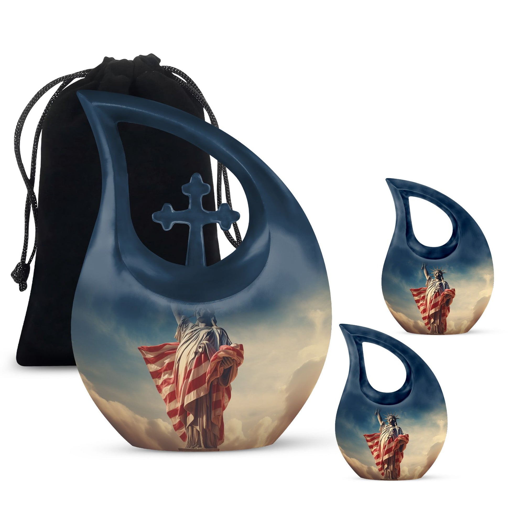 Liberty themed Cross Drop Double Urn