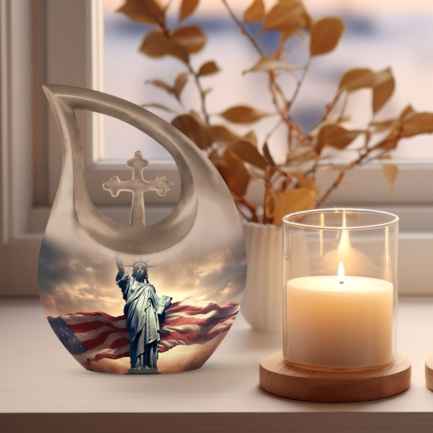 Statue Of Liberty themed large Aluminium memorial urn 