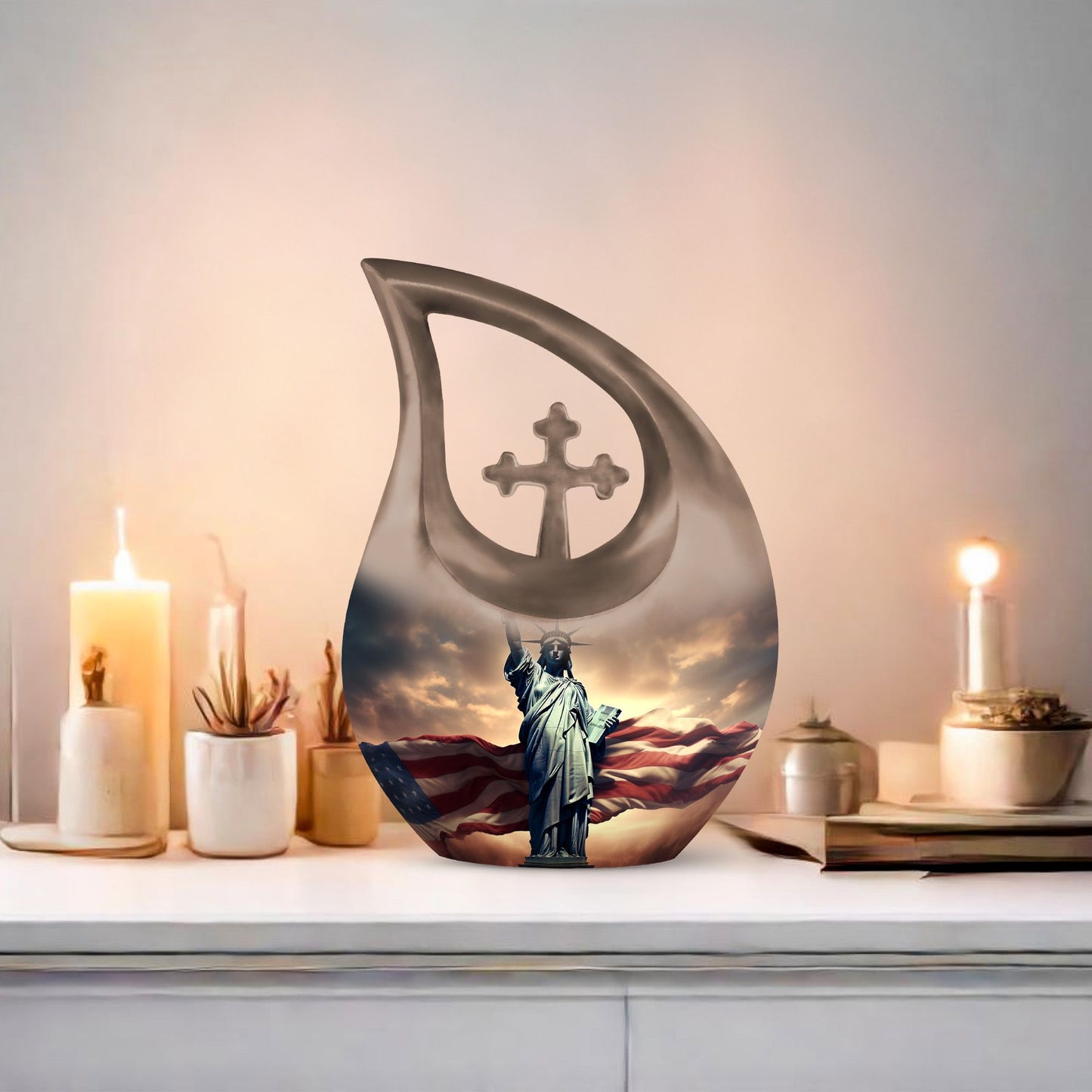 Statue Of Liberty themed large Aluminium memorial urn 