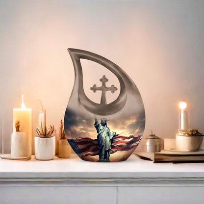 Statue Of Liberty themed large Aluminium memorial urn 