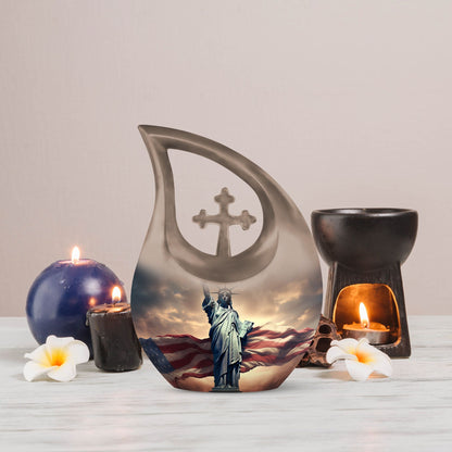 Statue Of Liberty themed large Aluminium memorial urn 