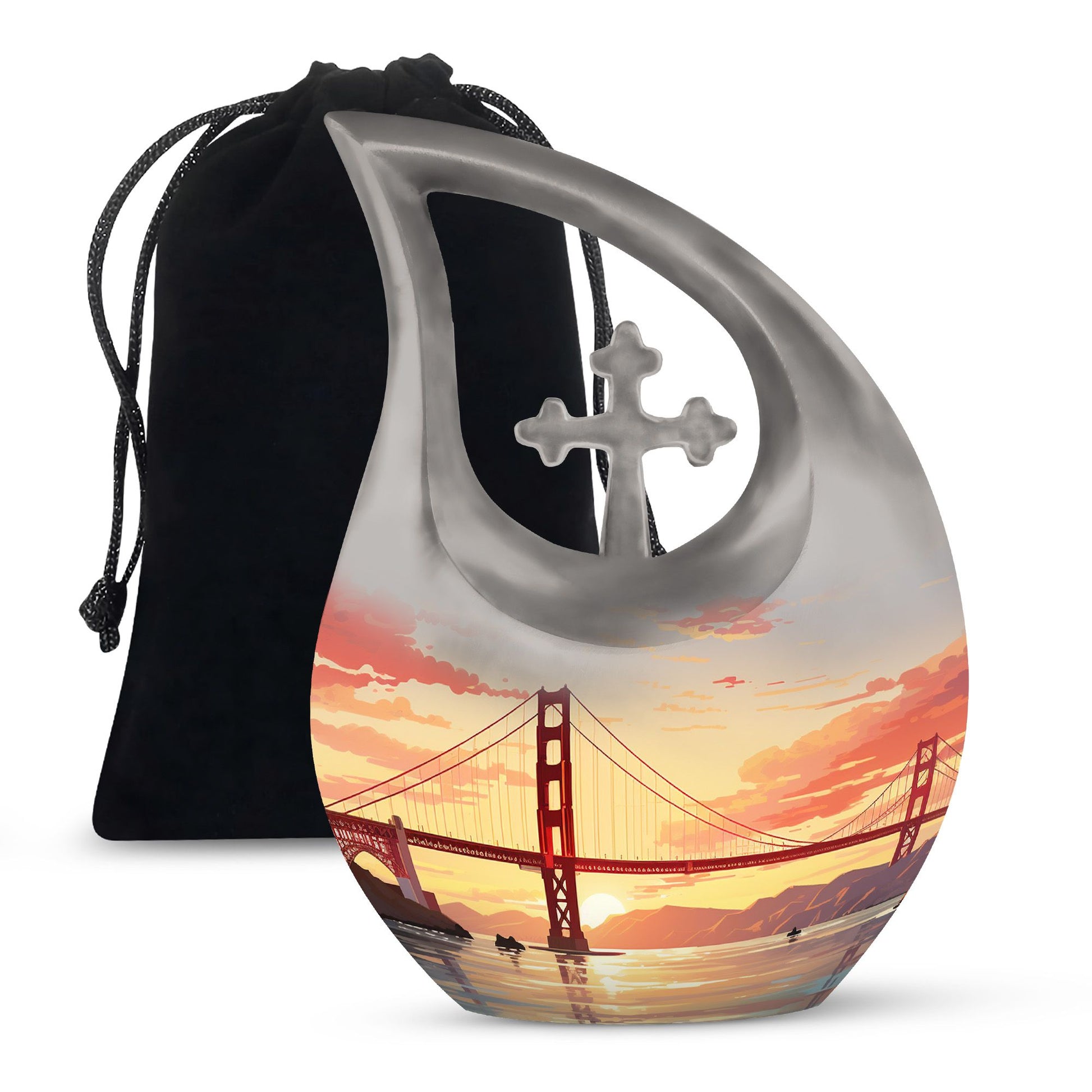 Golden Gate Bridge themed large urn