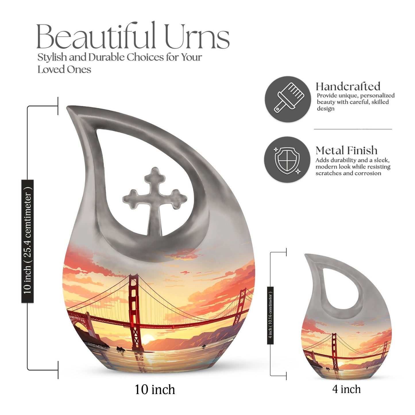 Golden Gate Bridge themed large urn