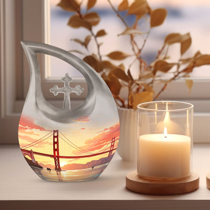 Golden Gate Bridge themed large urn