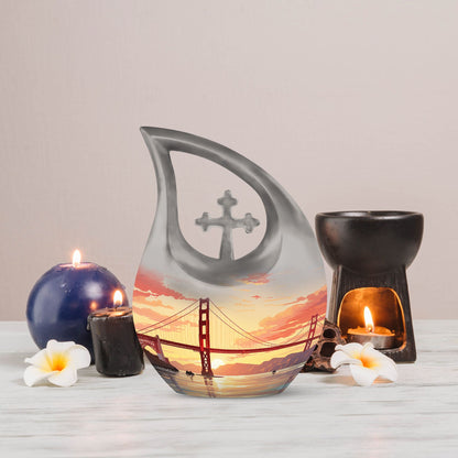 Golden Gate Bridge themed large urn