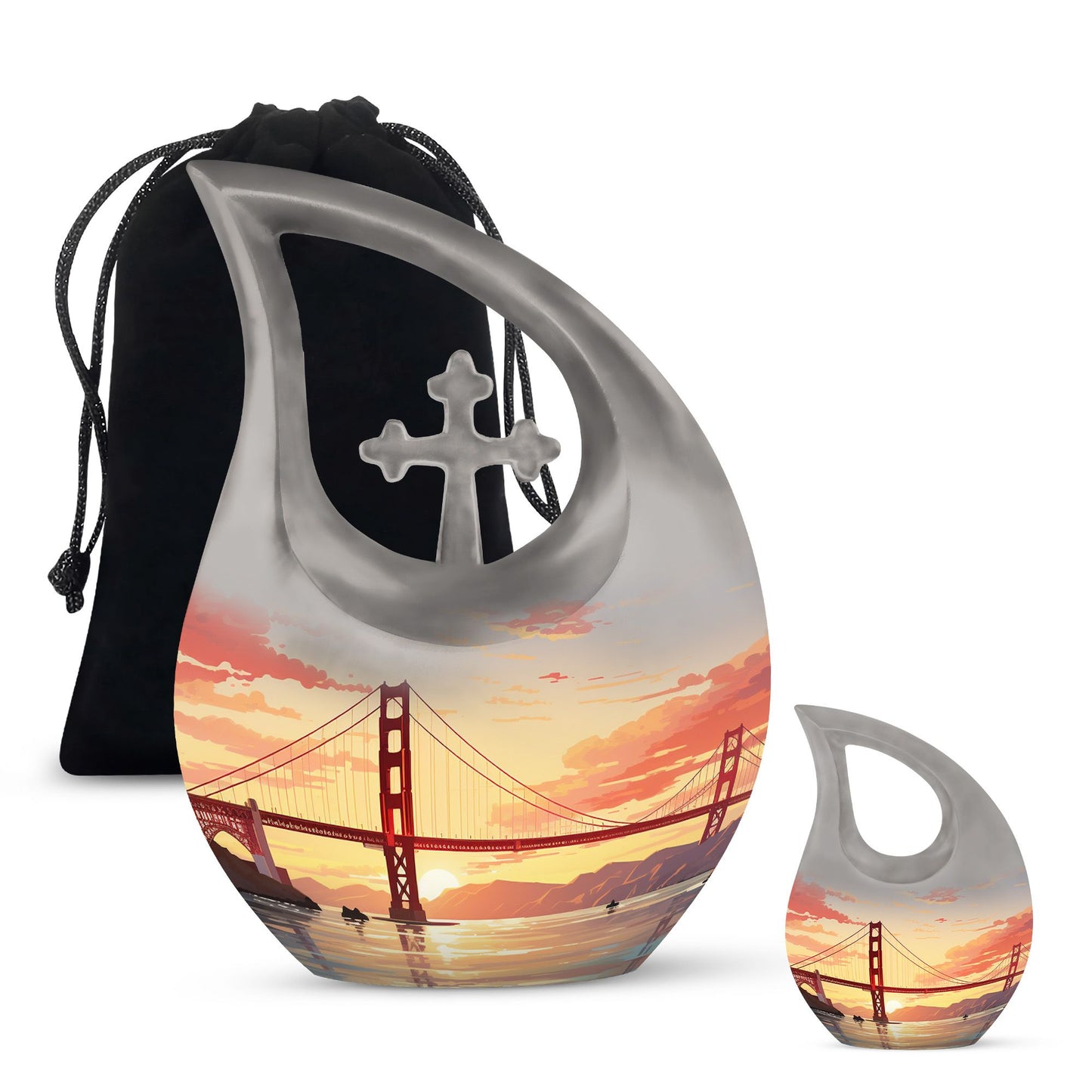 Golden Gate Bridge themed large urn