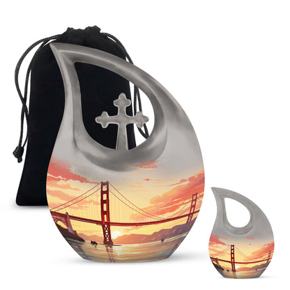 Golden Gate Bridge themed large urn