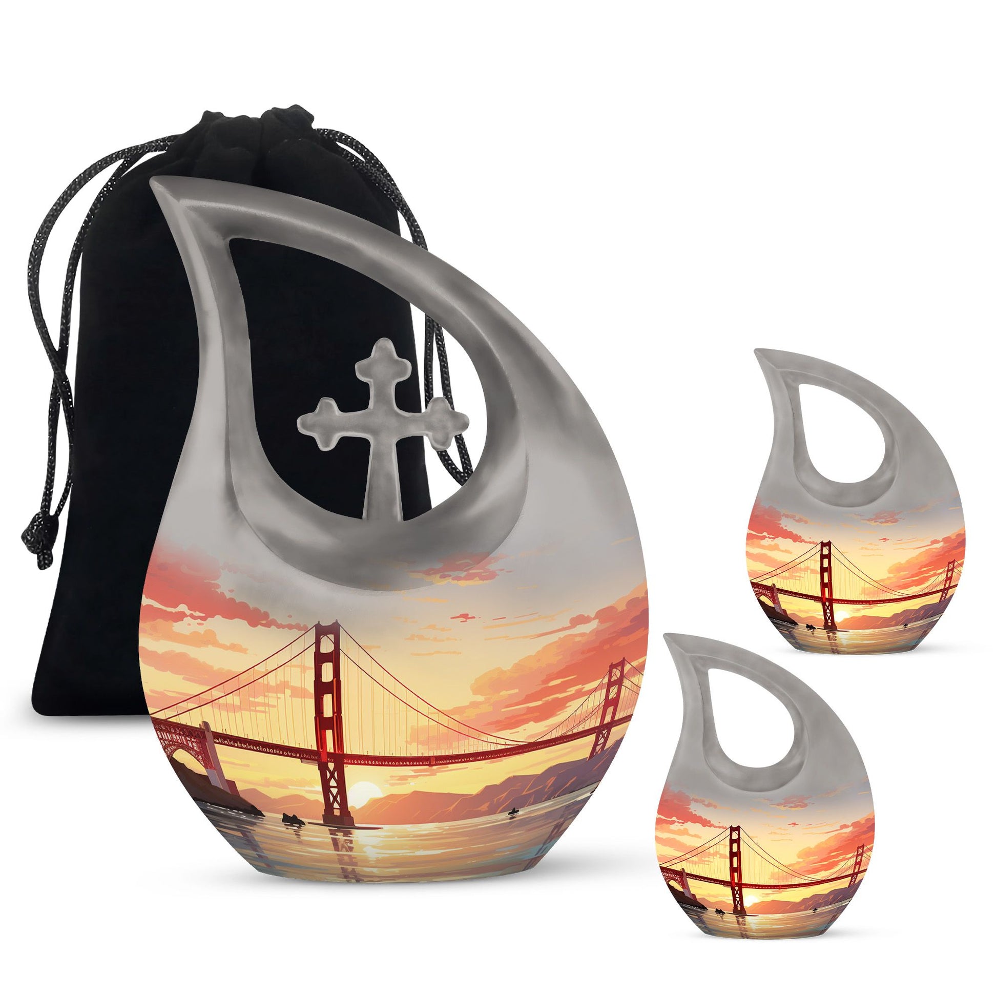 Golden Gate Bridge themed large urn