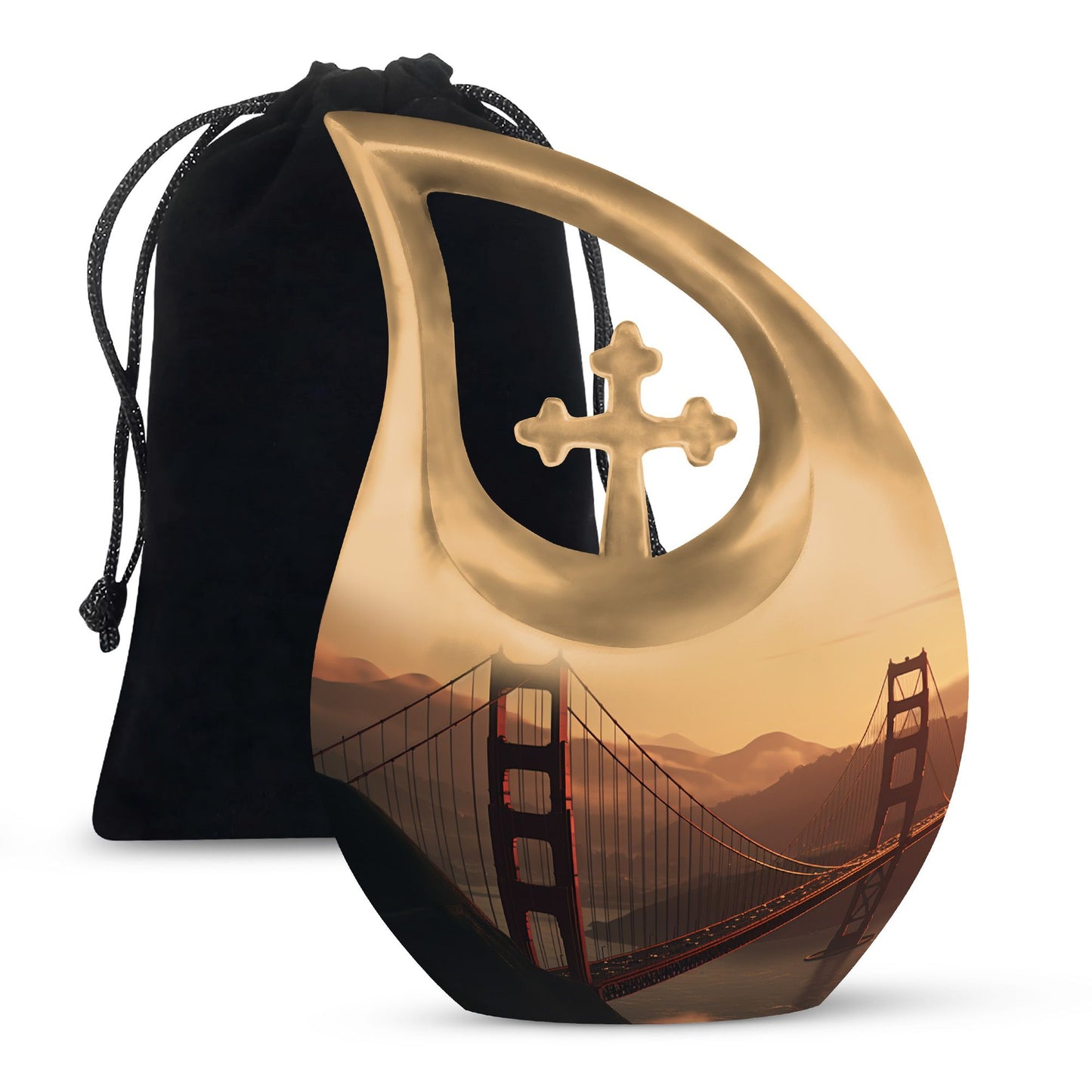 Golden Gate Bridge themed memorial urn