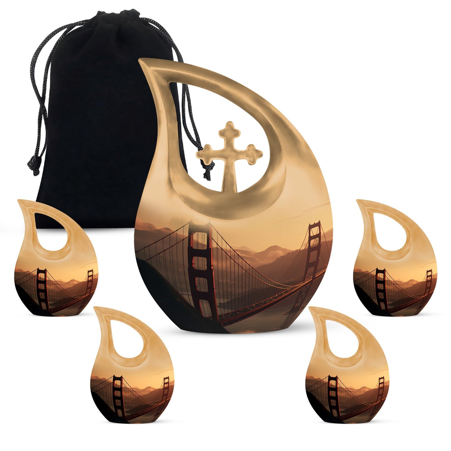 Golden Gate Bridge themed memorial urn