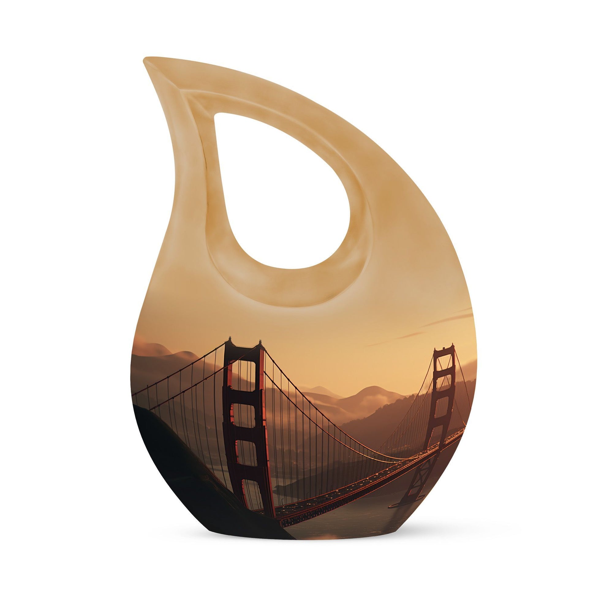 Golden Gate Bridge themed memorial urn