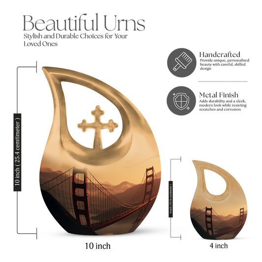 Golden Gate Bridge themed memorial urn